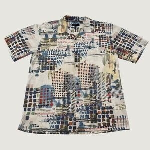 Montique Shirt Mens XL Multicolor Abstract Geometric Short Sleeve Button Up